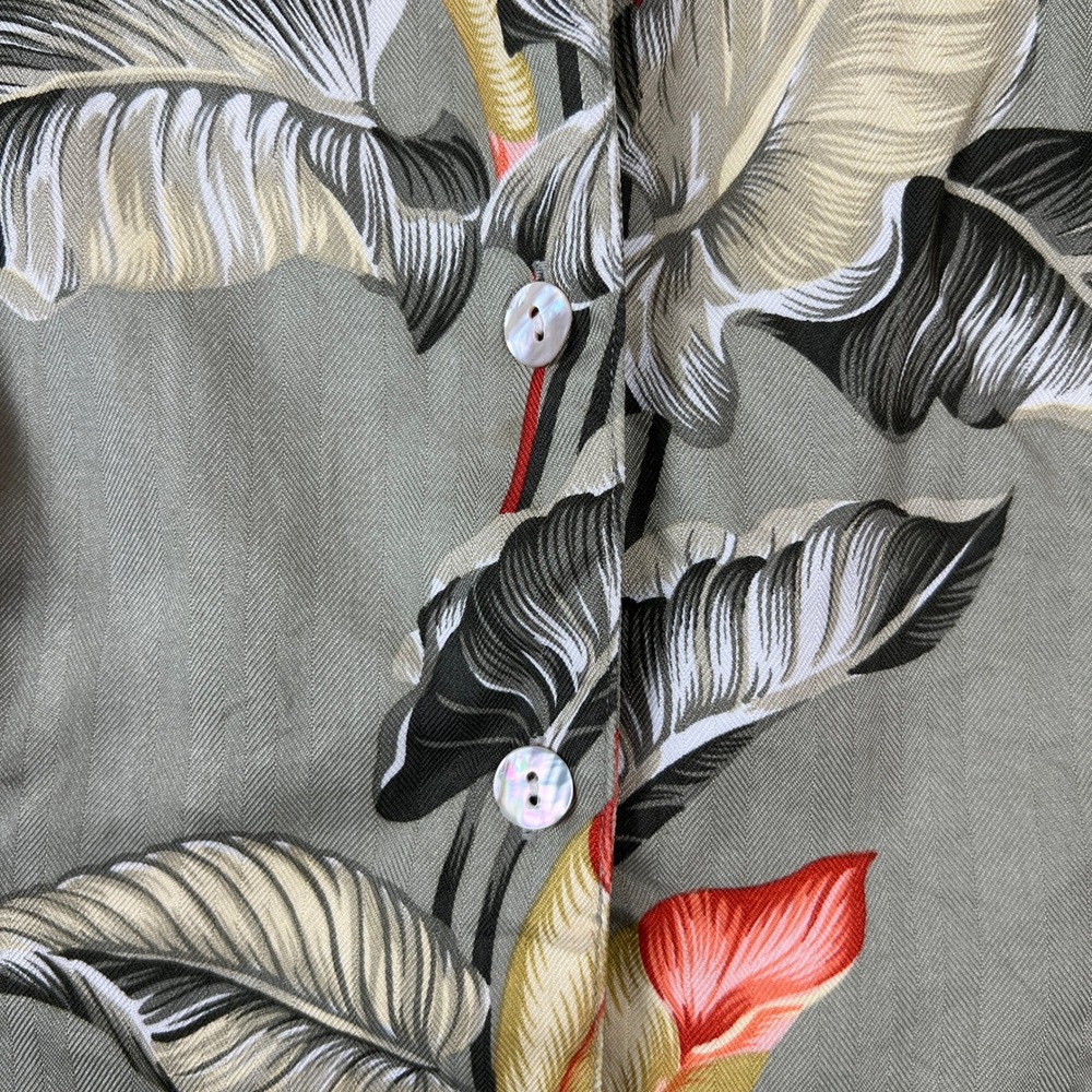 Tommy Bahama Womens Silk Sleeveless Tropical Floral Camp Shirt Sage Green Small - Picture 4 of 7